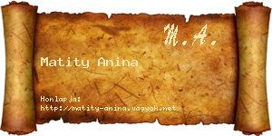Matity Anina névjegykártya